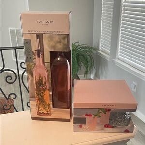 Tahari Home Oil & Vinegar Dispenser Set & Double Old Fashioned Glasses (4)
